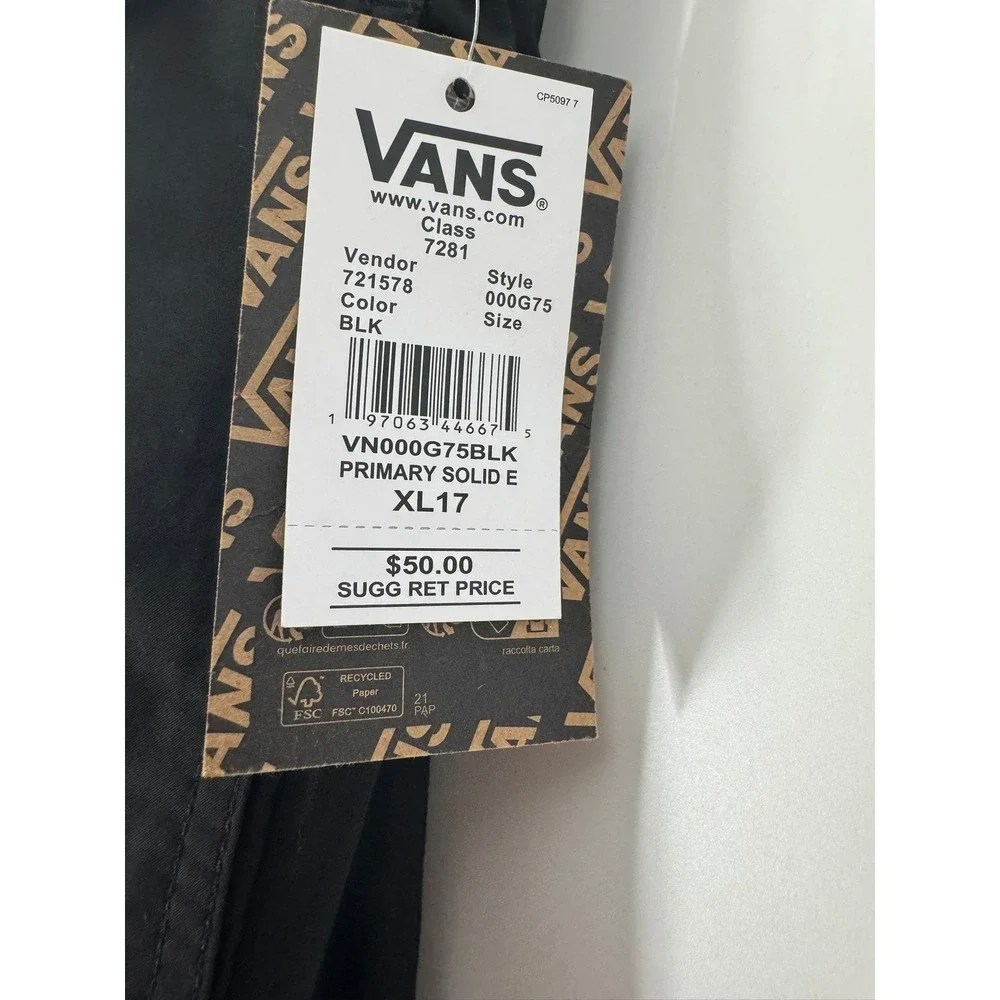 Vans Mens Primary Solid Elastic Boardshorts Black Relaxed Fit Size XL NWT Swim